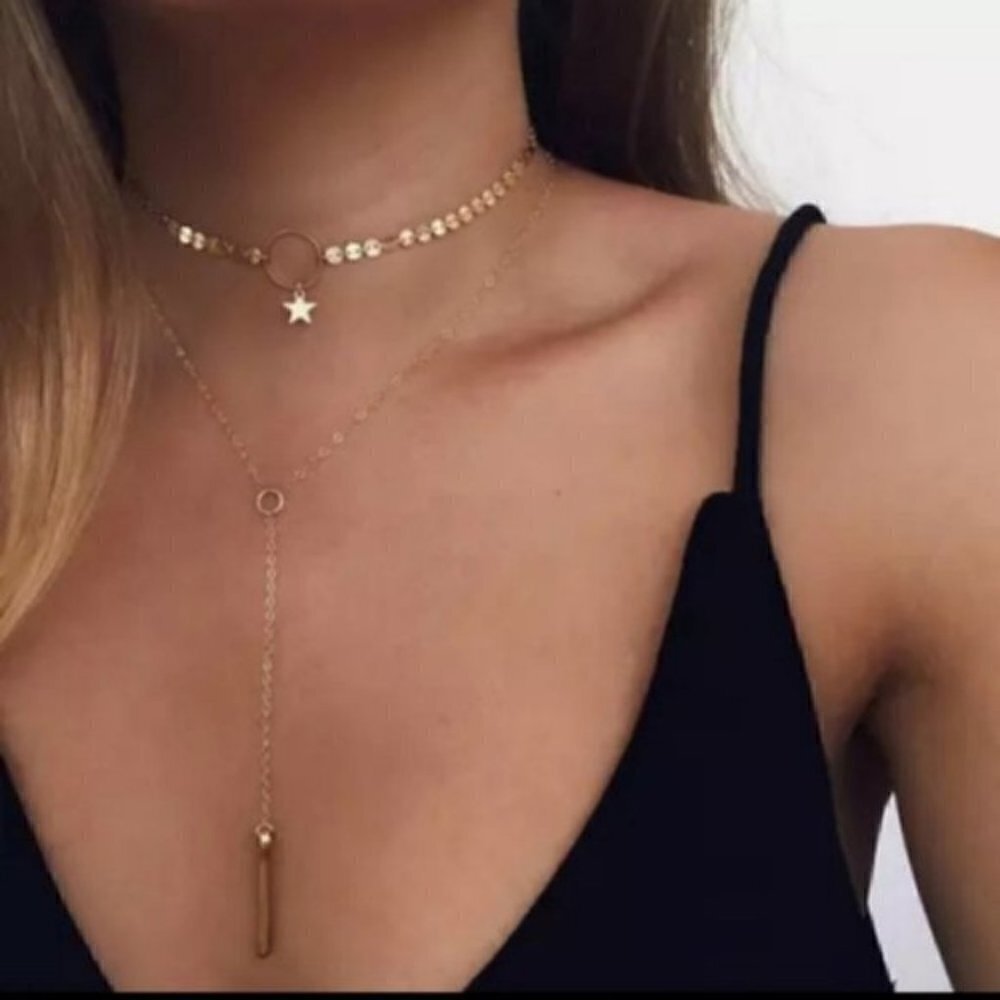 Boho choker necklace chain jewelry